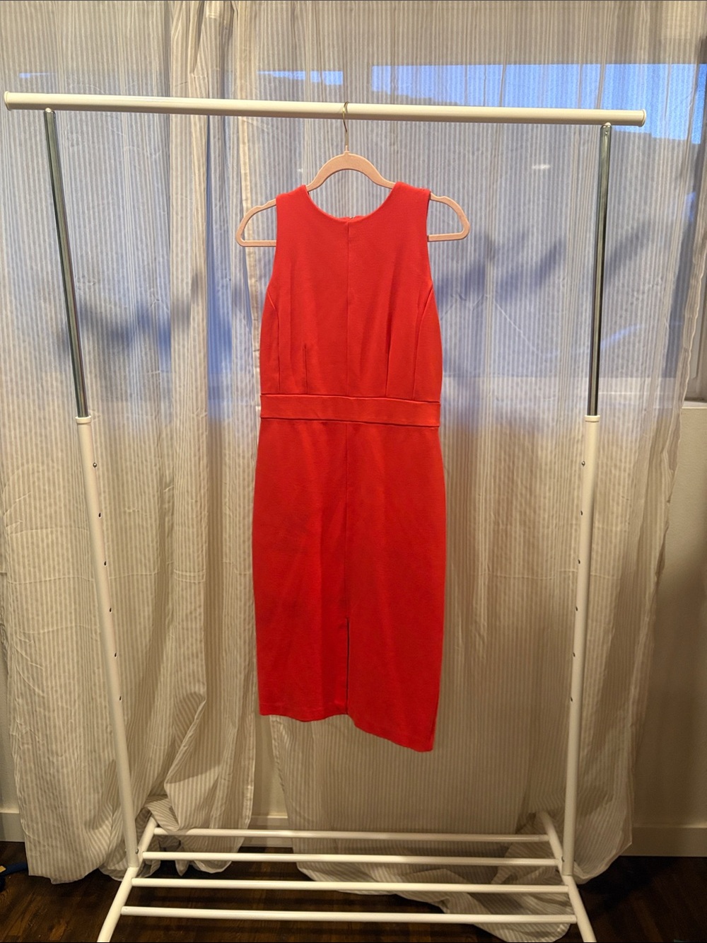 Ann Taylor Red Sleeveless Midi Sheath Dress